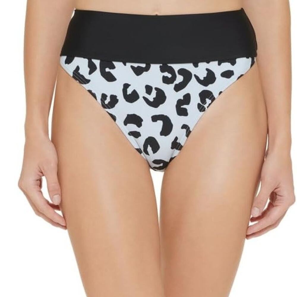 DKNY Women's Bikini Bottom Blue Leopard Print